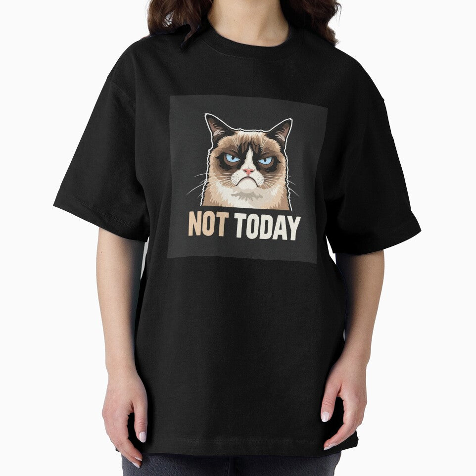 Not Today Scowling Cat Minimalist Design by PunchlinePress