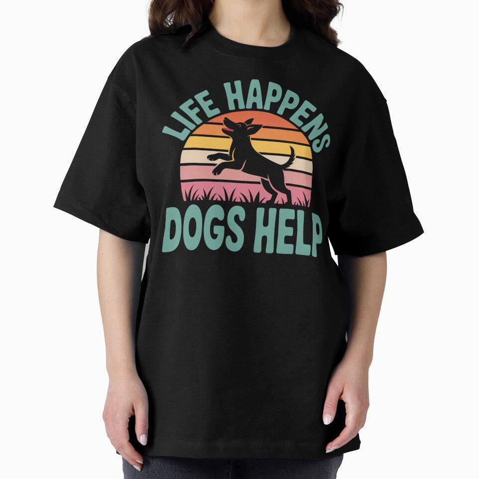 Life Happens Dogs Help - This design is for every dog lover, dog owner, and proud dog mom who knows dogs help make life better by ZyziowskyArt