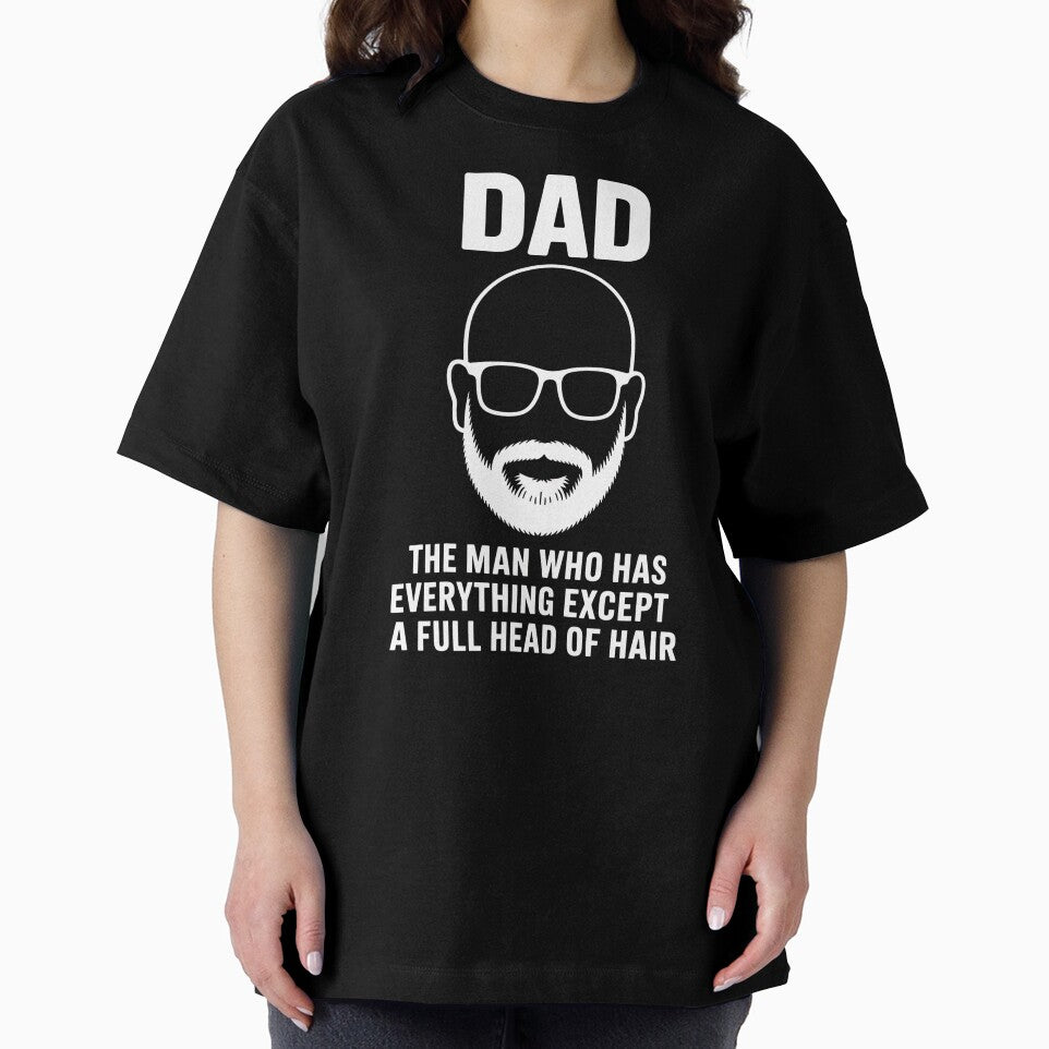 Dad The Man Who Has Everything Except A Full Head Of Hair - This is a funny gift for a dad who has everything—except hair—and knows how to laugh about it. by ZyziowskyArt