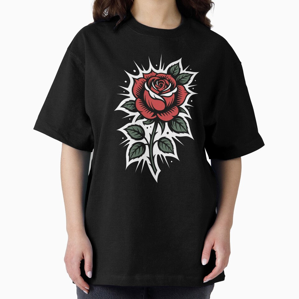 Single Curved Rose Gothic Background Tattoo Art Floral by Say It With Ink