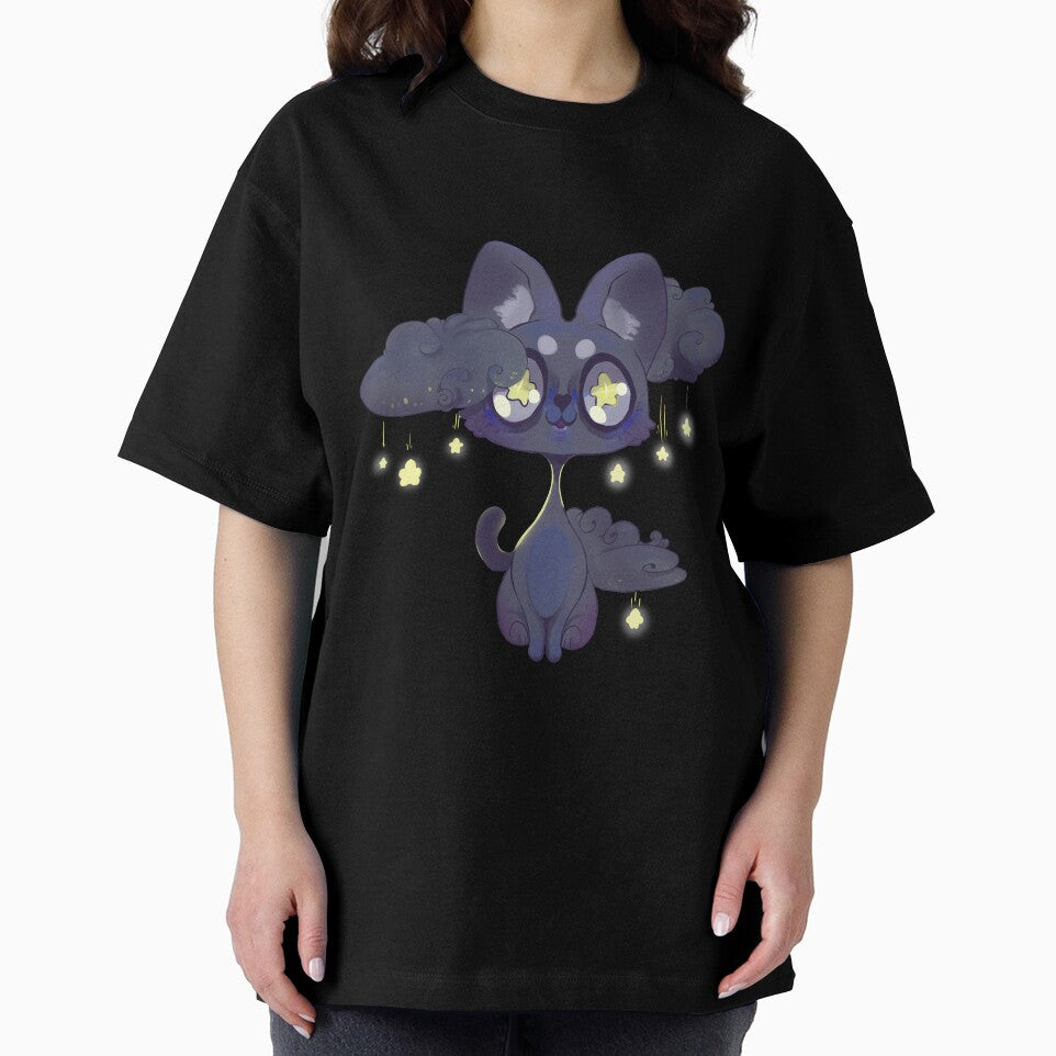 Space Kawaii Black cat by Paintingpixel