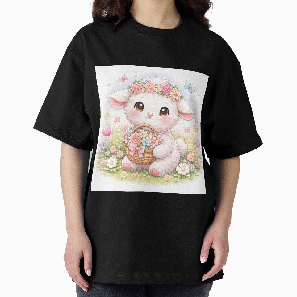Kawaii Floral Lamb – Cute Pastel Aesthetic Animal Art by kimkosovo