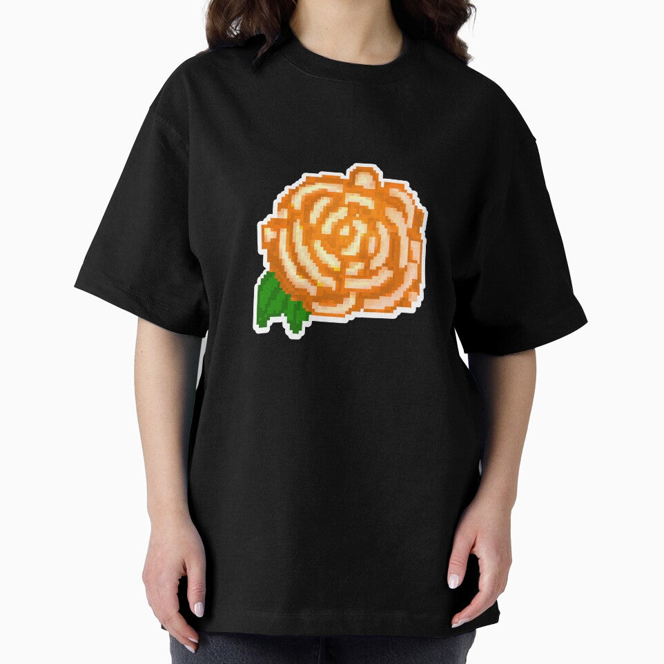 Pixel Art Orange Rose by Percy Everett