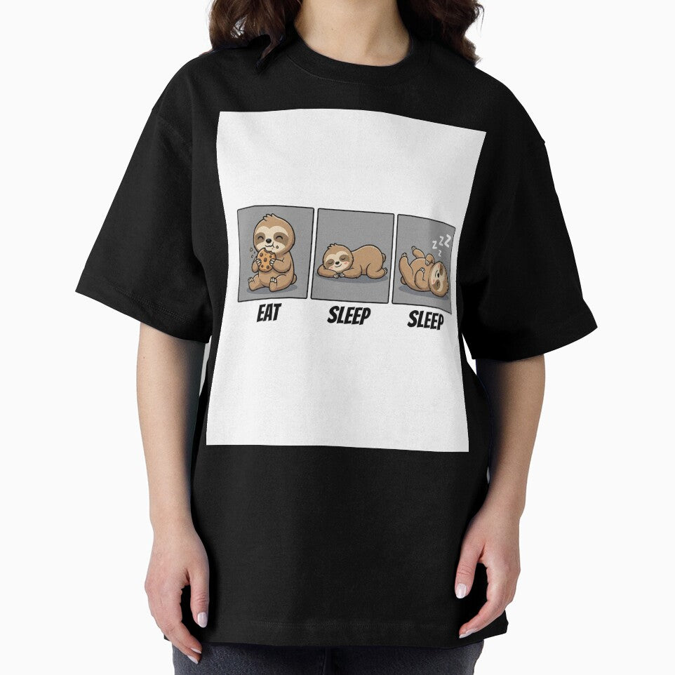 Funny Sloth Eat Sleep Sleep Routine by Hikmoi