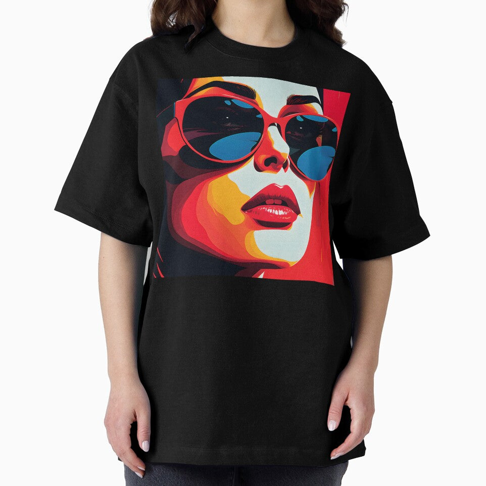 Pop Art Fantasy Female Face And Chic Sunglasses by DEC02