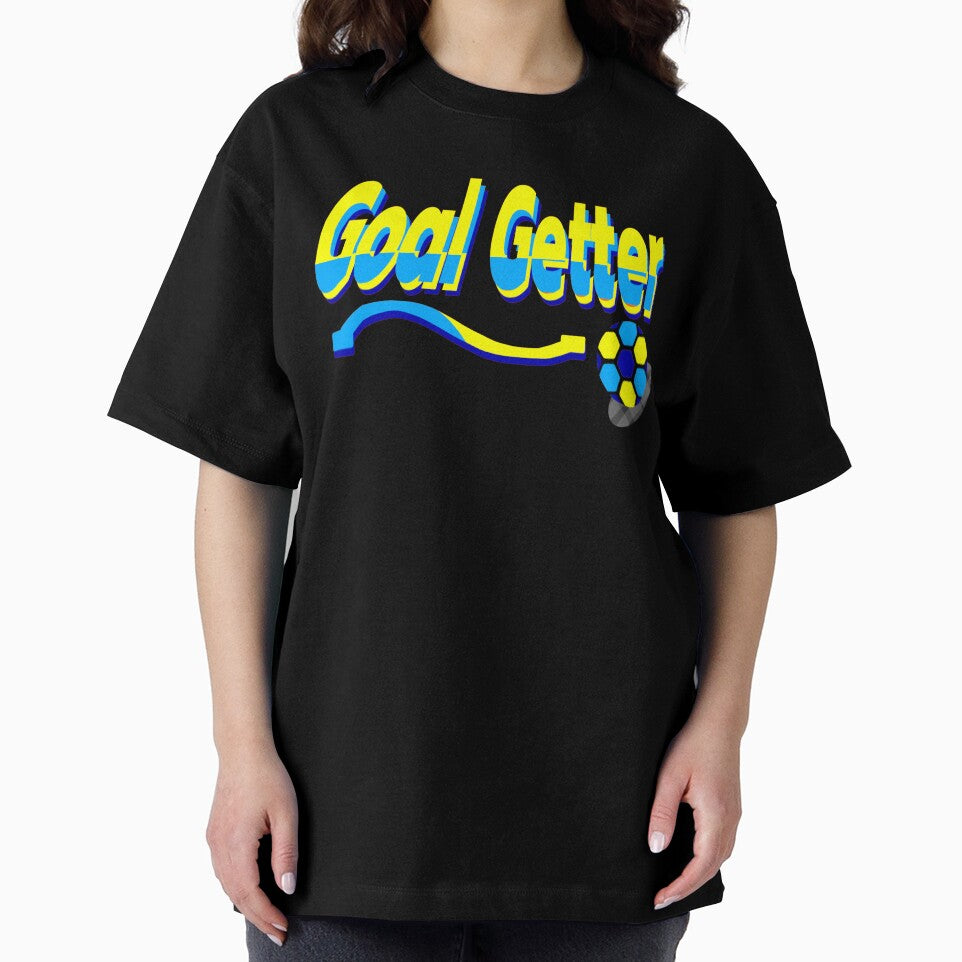 Goal Getter Blue-Yellow 3D Soccer Text with Football and Swoosh by MigWhimsy