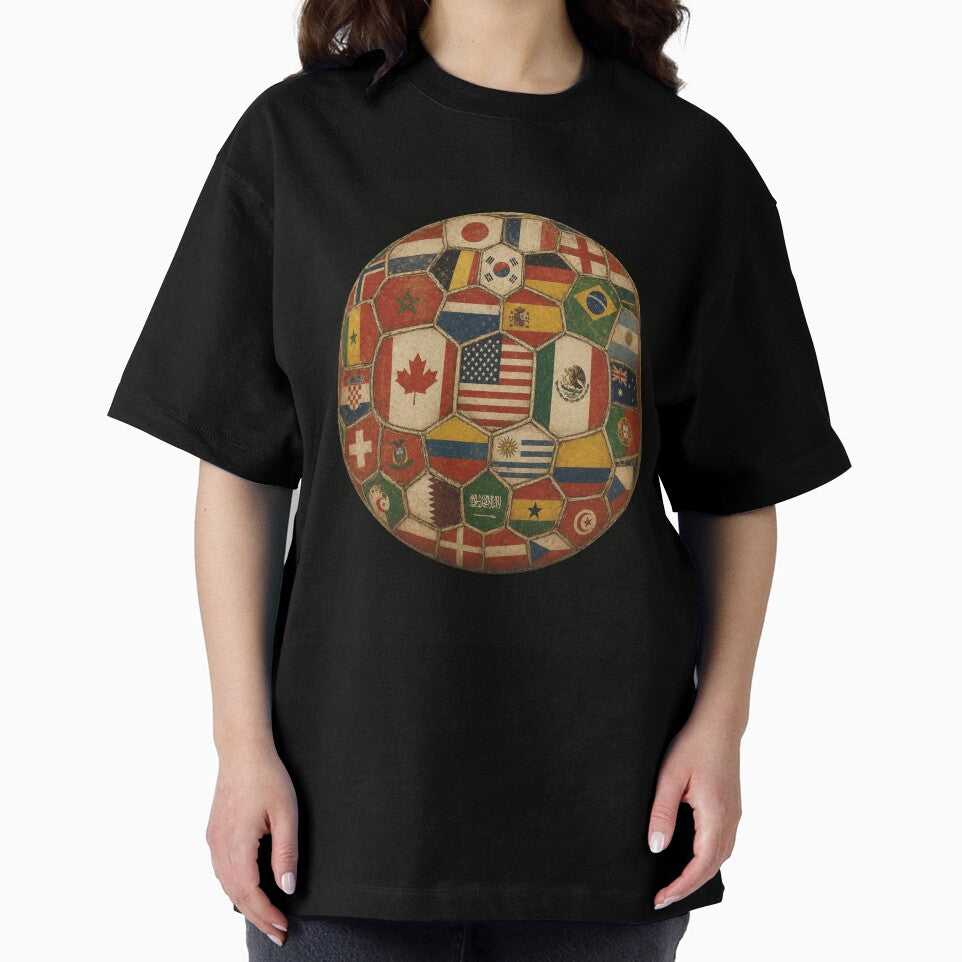 Vintage World Flags Soccer Ball,2026 International Football Graphic Gifts Tee by O'brahim