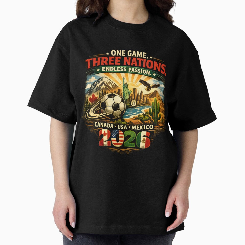 One Game Three Nations 2026 – Canada USA Mexico Football Tee by WhisperFrame