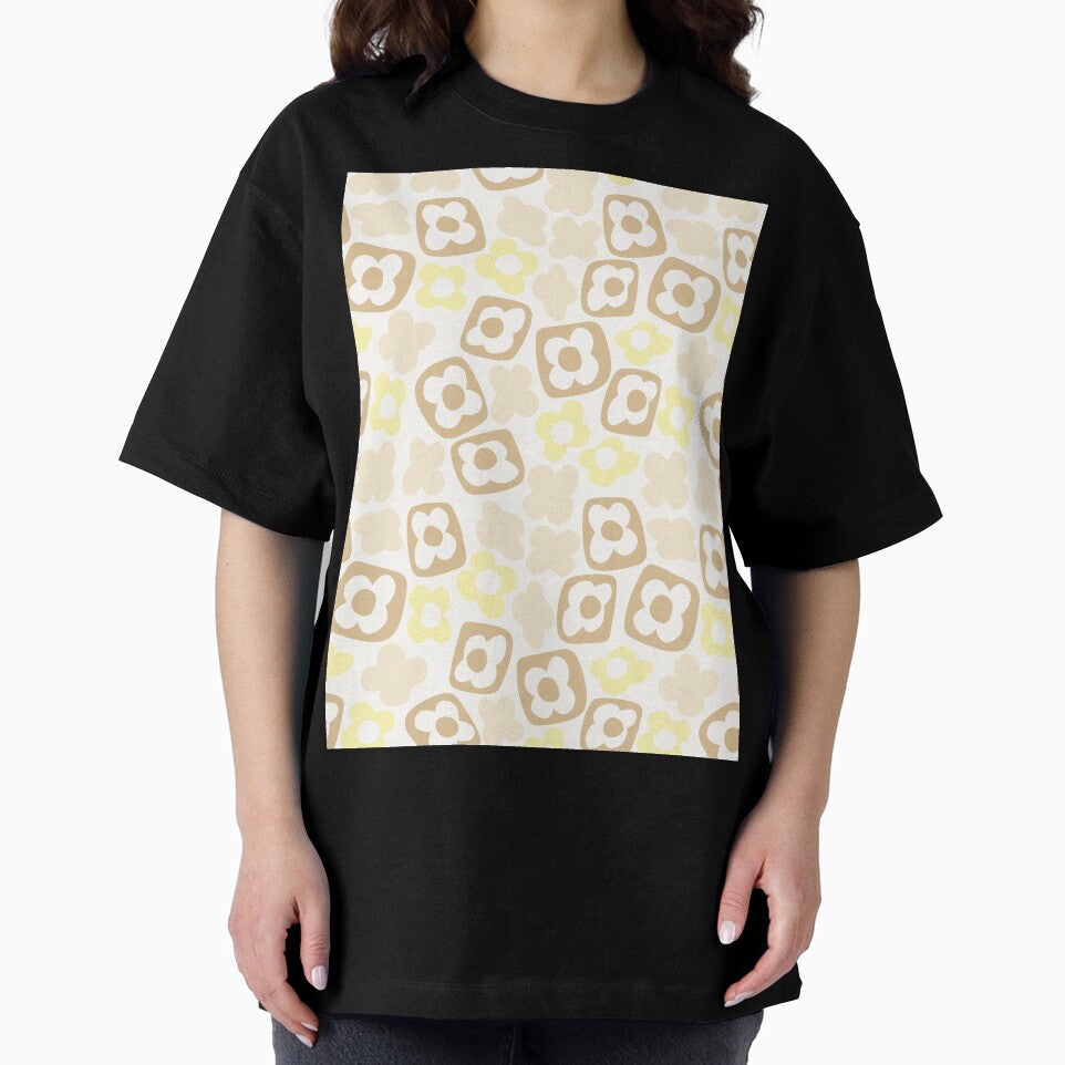 BOHO BOXY MODERN FLOWER PATTERN PASTEL YELLOW BEIGE by blomastudios