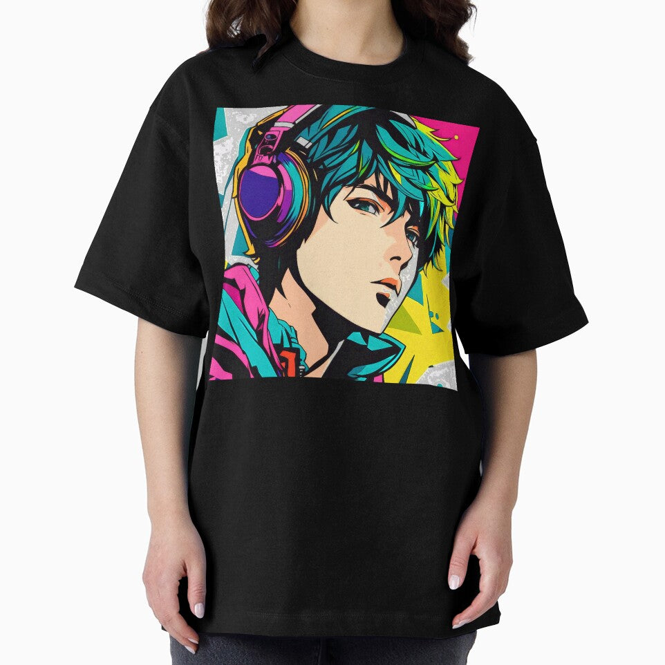 Cartoon Teen Boy With Headphones Colorful Pop Art by DEC02