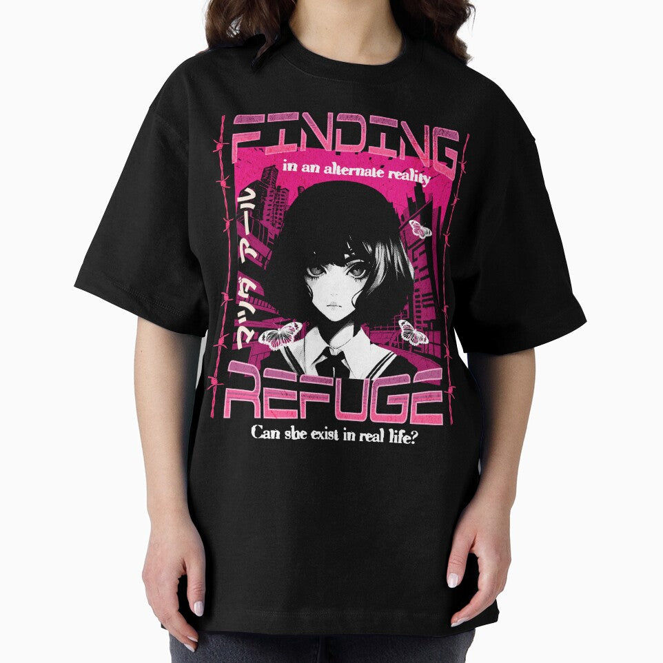 Finding refuge anime t-shirt/sweatshirt/hoodie.  Figure patch merch wallet cosplay tshirt. Jacket compression y2k couple shirt.  Gift for sad girl lover vintage tee. by QTR Designs