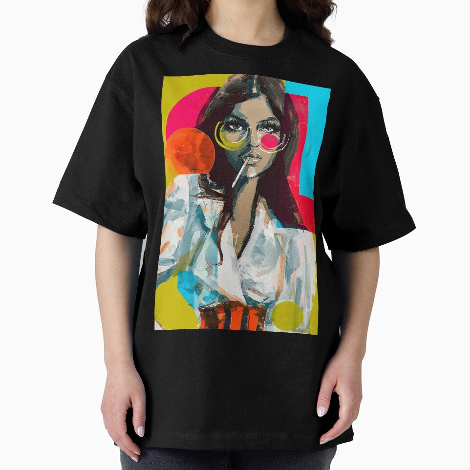 Embrace Bold Pop Art Style with a Fashionable Woman in Oversized Round Glasses by OlfactoART Studio
