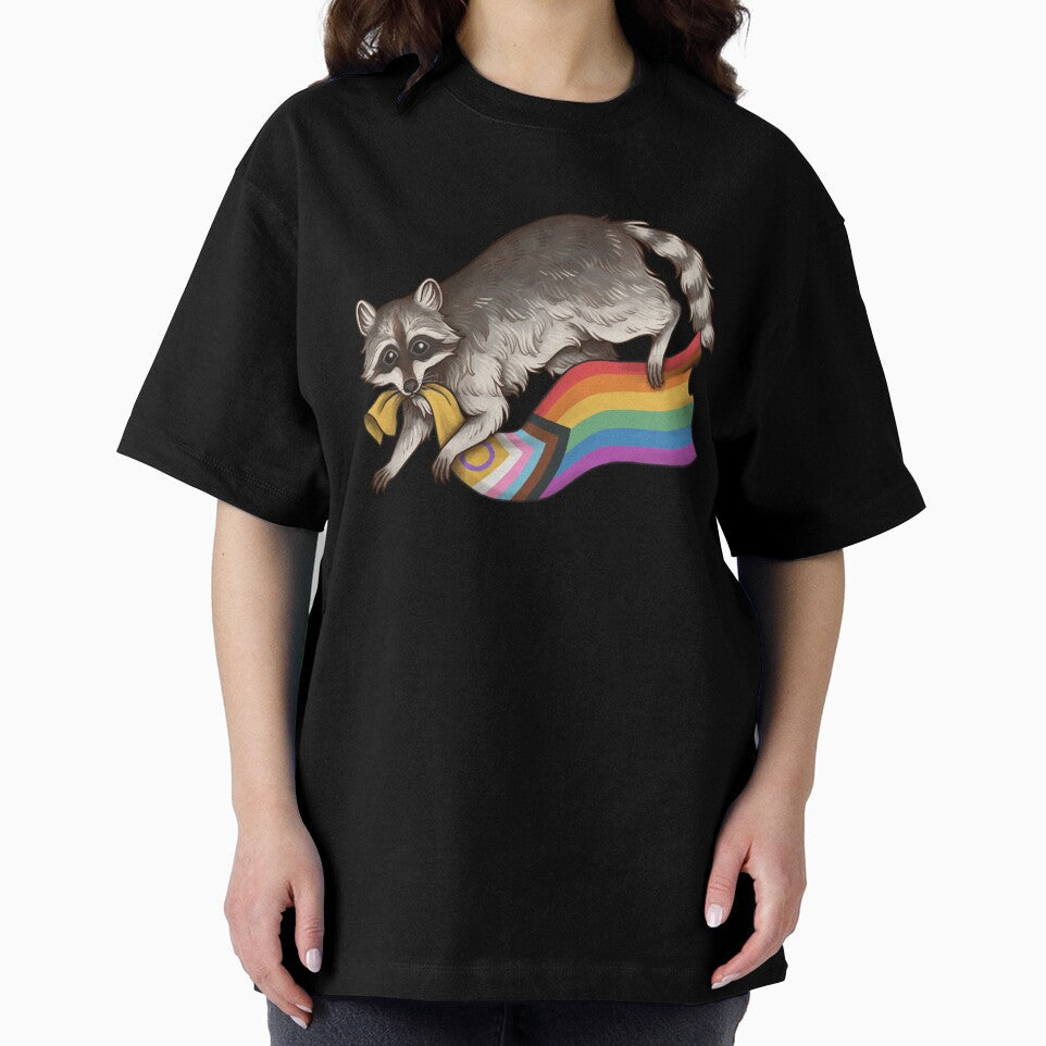 Inclusive Pride Flag Stealing Raccoon Trash Panda LGBTQIA QUEER BE GAY DO CRIME TRANS Alphabet Mafia Funny Pride Shirt CSD Pride Month by Veymoth