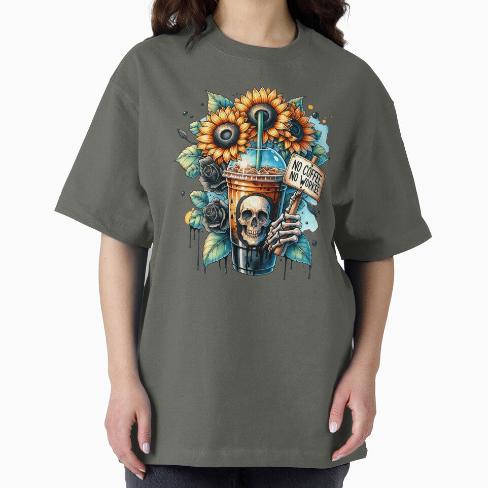 No Coffee, No Workee – Sarcastic Skeleton & Iced Coffee Design for T-Shirts, Mugs, Stickers & More by artedigital99
