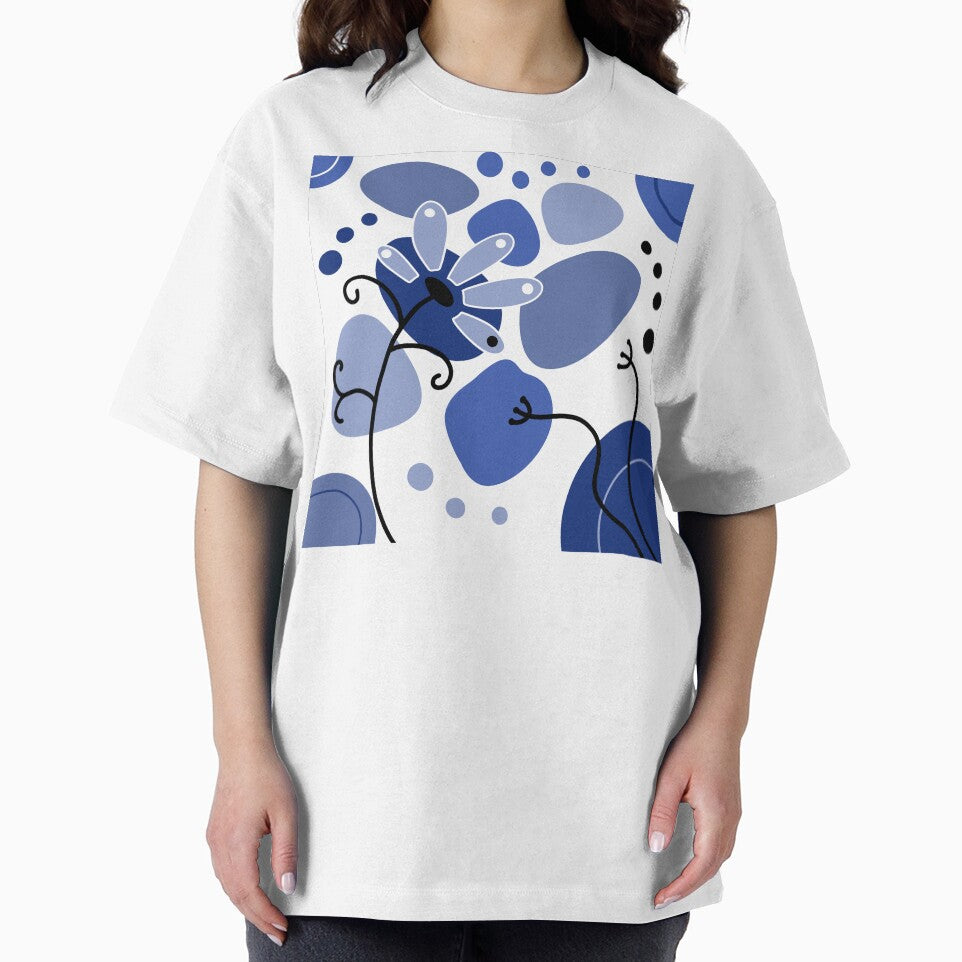 Vibrant Blue Whimsical Boho Flower Design by Sartoris Art