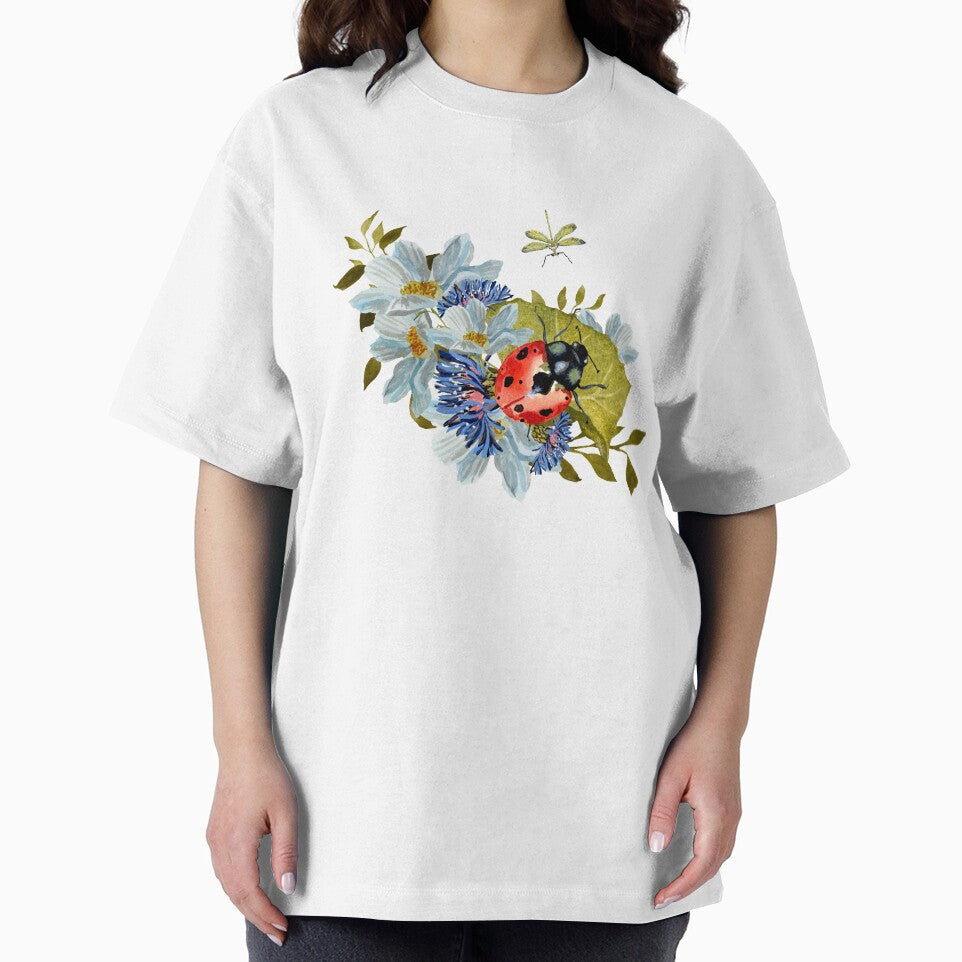 Flower daisy ladybug leaves dragonfly a watercolor by Yana Mustafina | Boho Soulful Designs