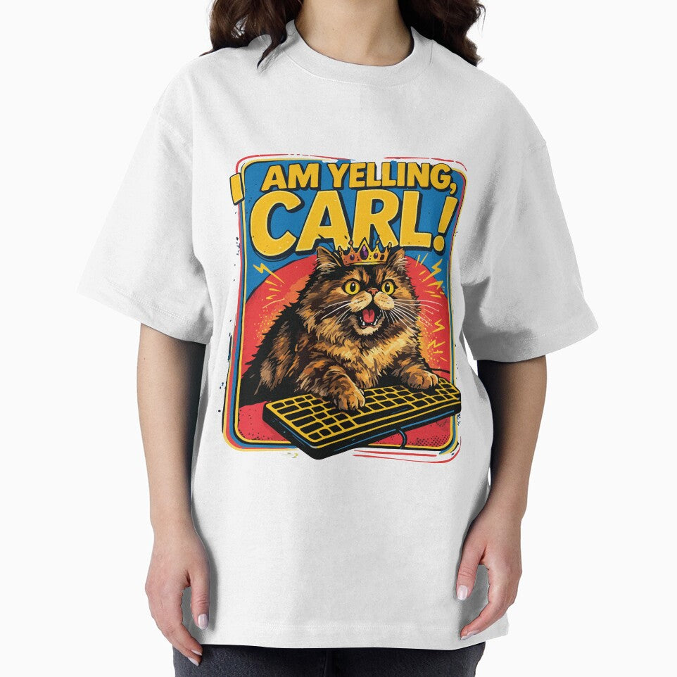I Am Yelling Carl Funny Angry Cat Meme Retro Design by kiralynstration