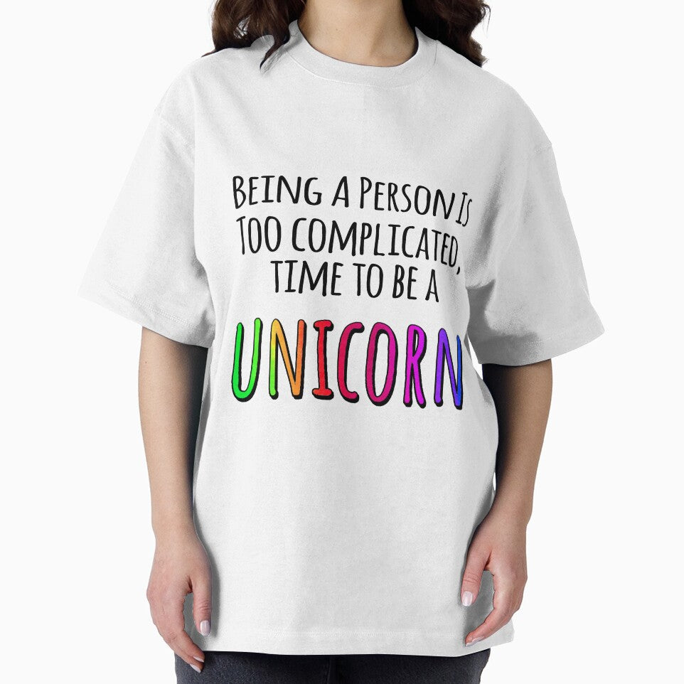 Rainbow Unicorn Gift Quote, Being A Person Is Too Complicated by WallArt01