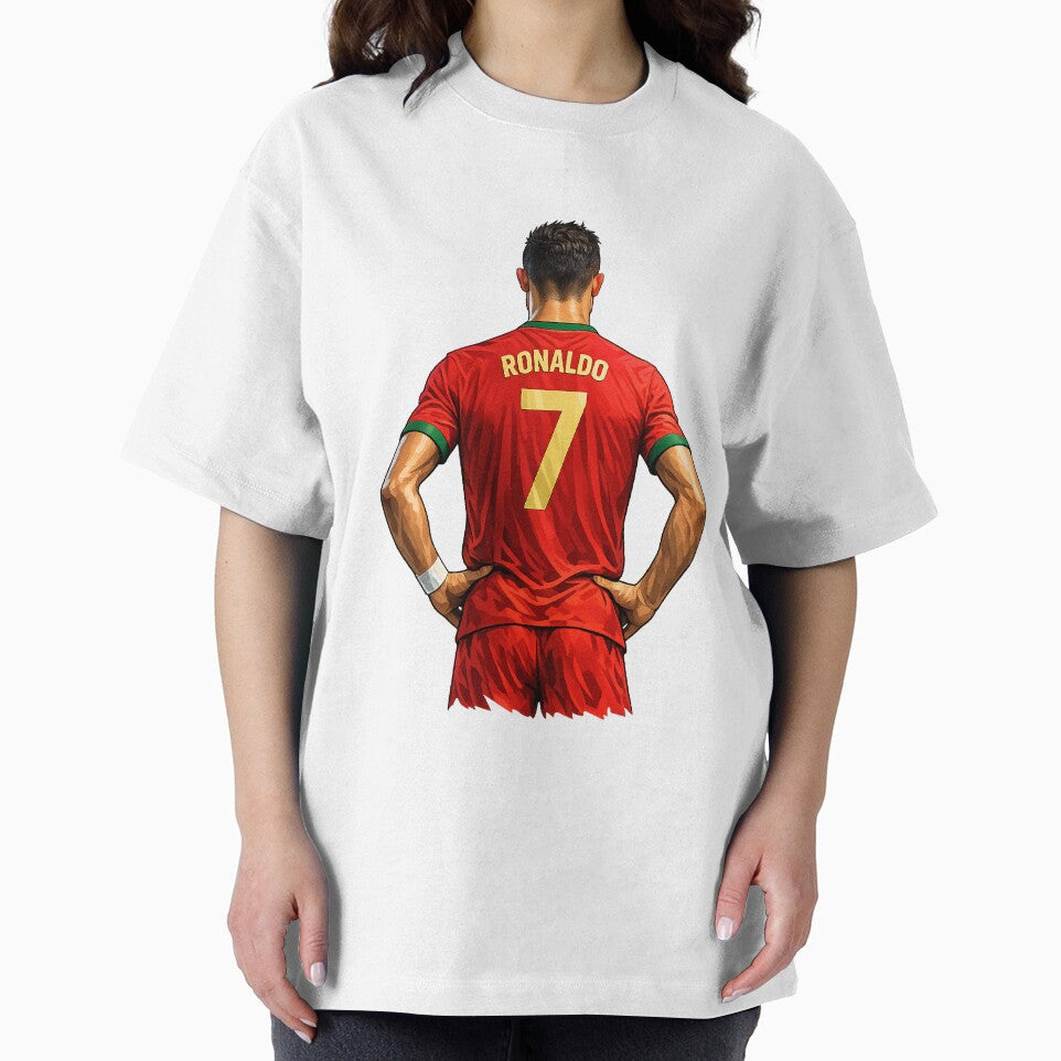Ronaldo Number 7 Jersey Back View Cartoon Style Football Design by Fine Art California