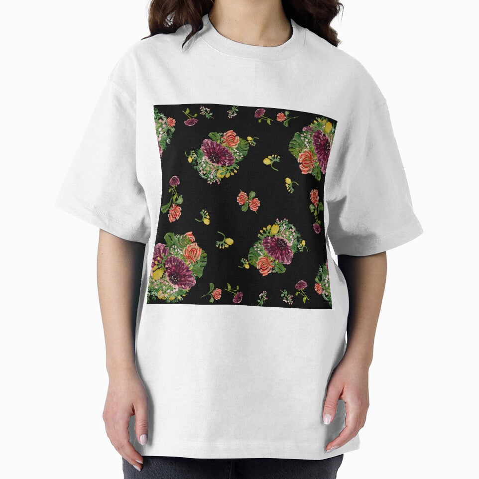 Dahlia palm flower pattern a watercolor black by Yana Mustafina | Boho Soulful Designs