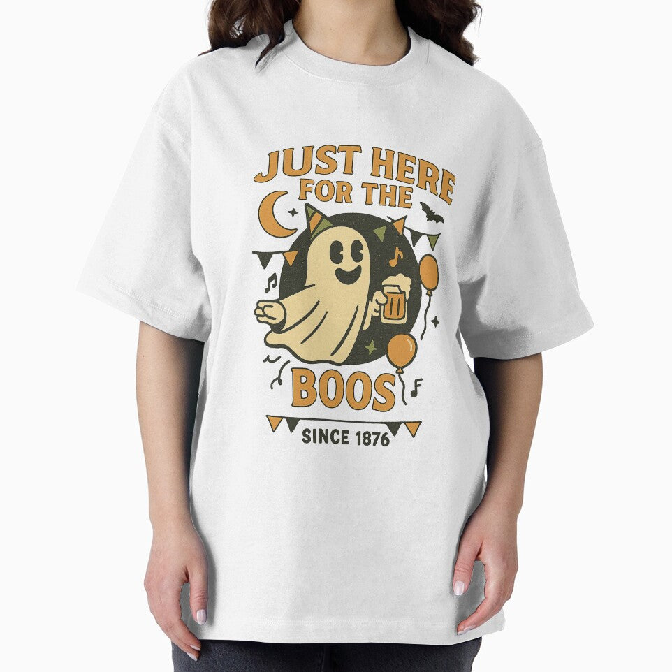 Just Here for the Boos – Funny Retro Halloween Ghost Graphic for T-Shirts, Stickers & Party Decor by HAFIZ-DP