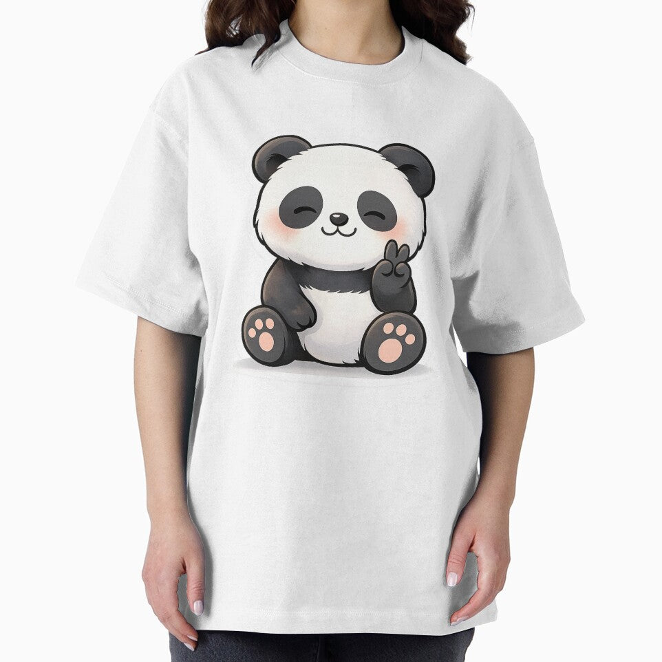 Cute Panda Peace Sign – Kawaii Panda Cartoon Sticker | Adorable Animal Aesthetic Art by snaperos