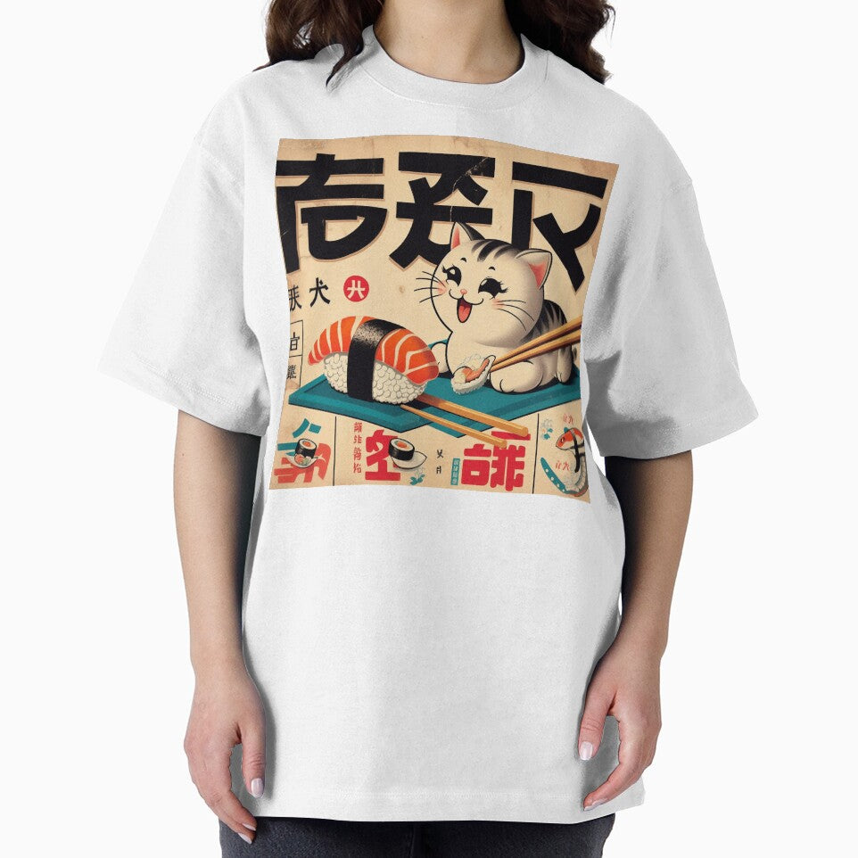Japanese Vintage Poster: 1950s Retro Sushi Cat by IAPICTURE