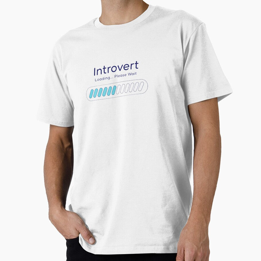 Introvert Loading Please Wait Funny Quote T-Shirt, Minimal Neon Typography Design for Introverts by KRStyleClub