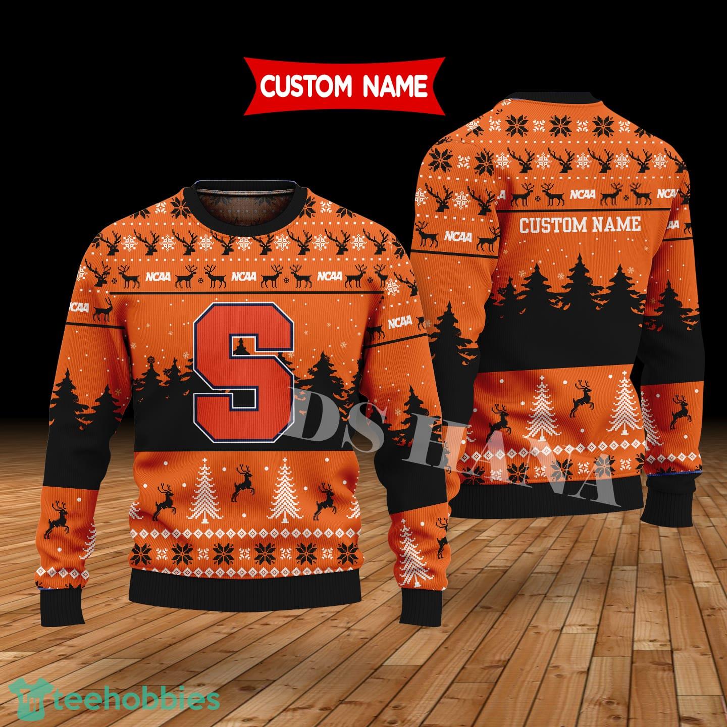 Syracuse Orange Custom Name Merry Xmas Sweater For Syracuse Orange Fans Sweater