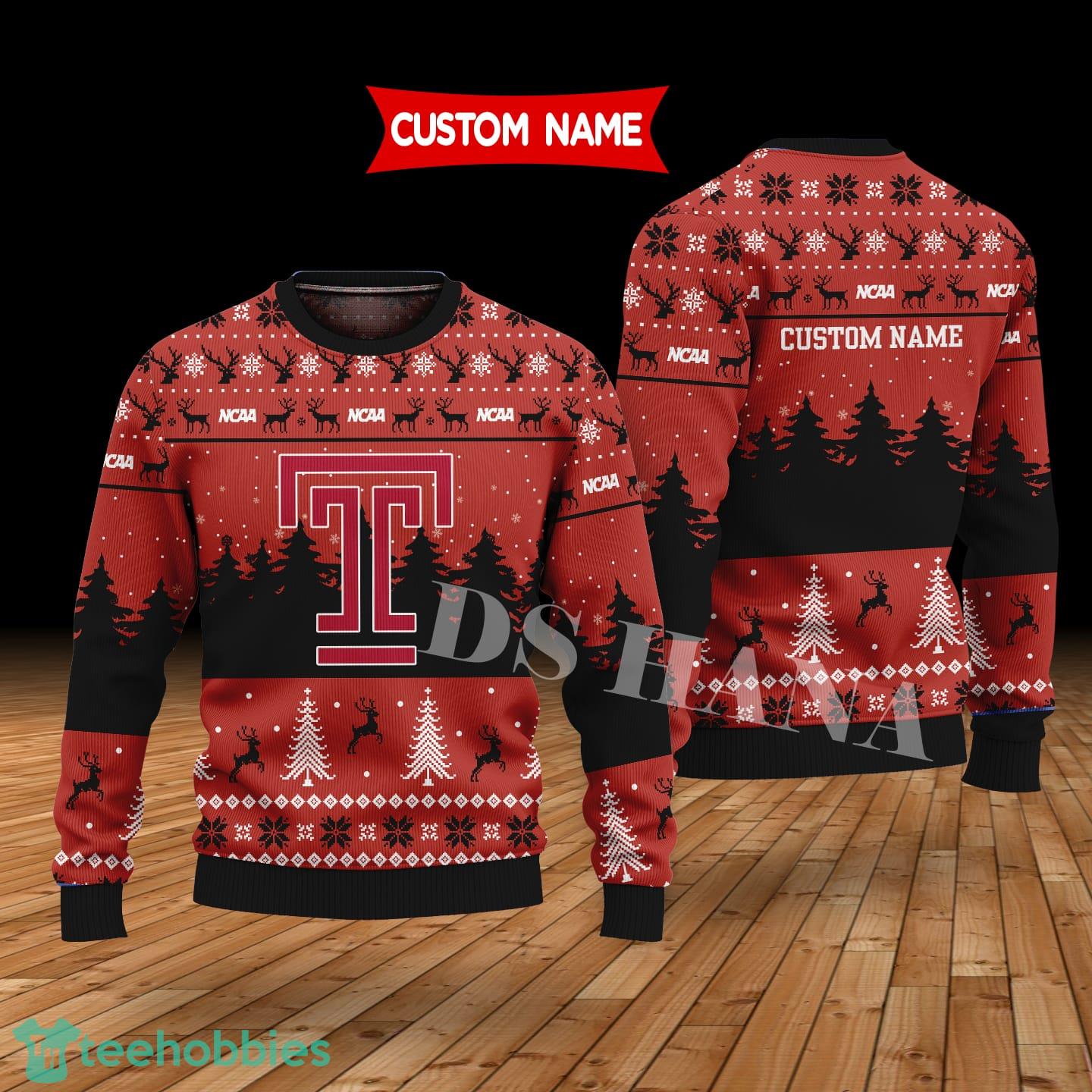 Temple Owl Custom Name Merry Xmas Sweater For Temple Owls Fans Sweater