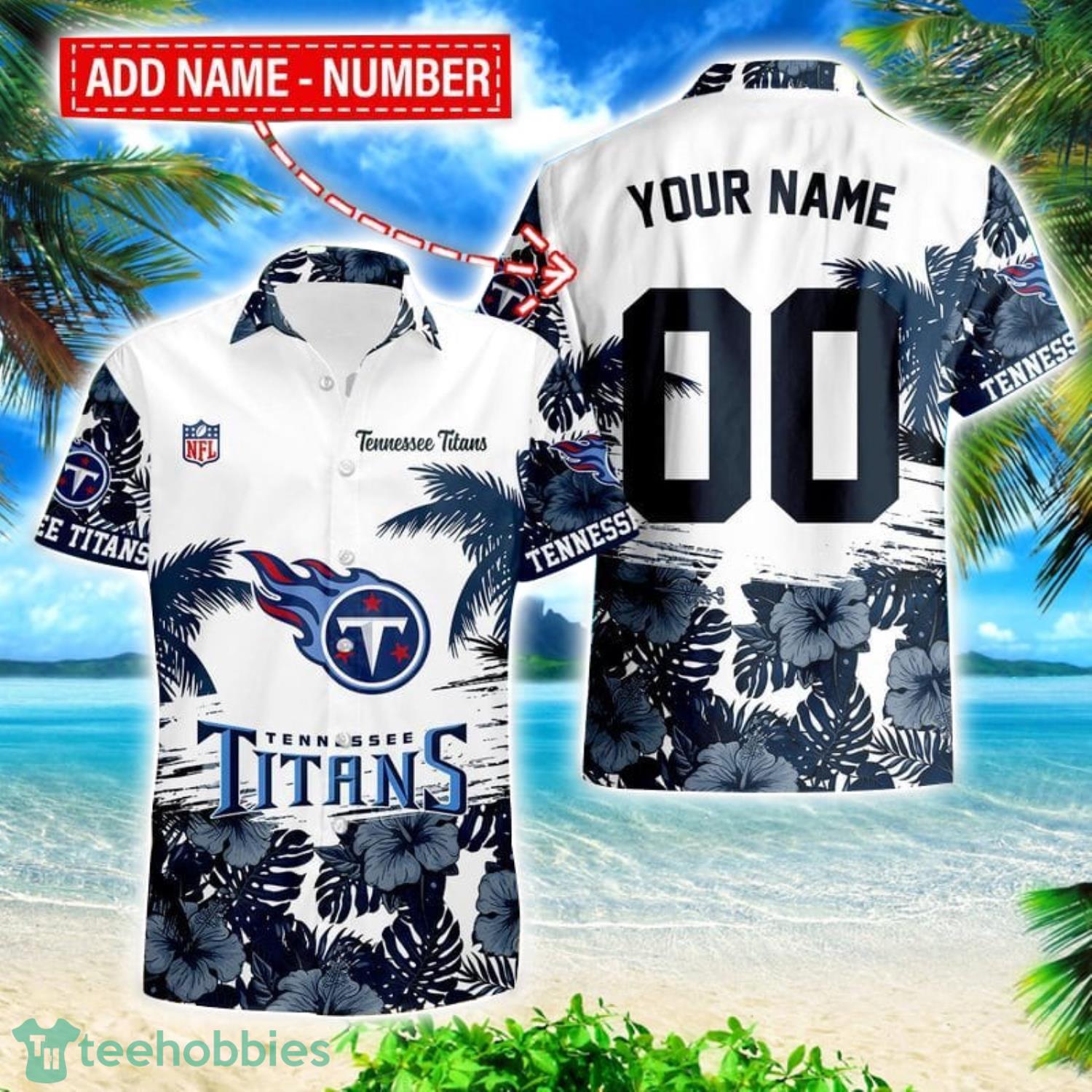Tennessee Titans Hibiscus Flower Hawaii Shirt and Shorts Summer Beach Shirt Custom Name And Number