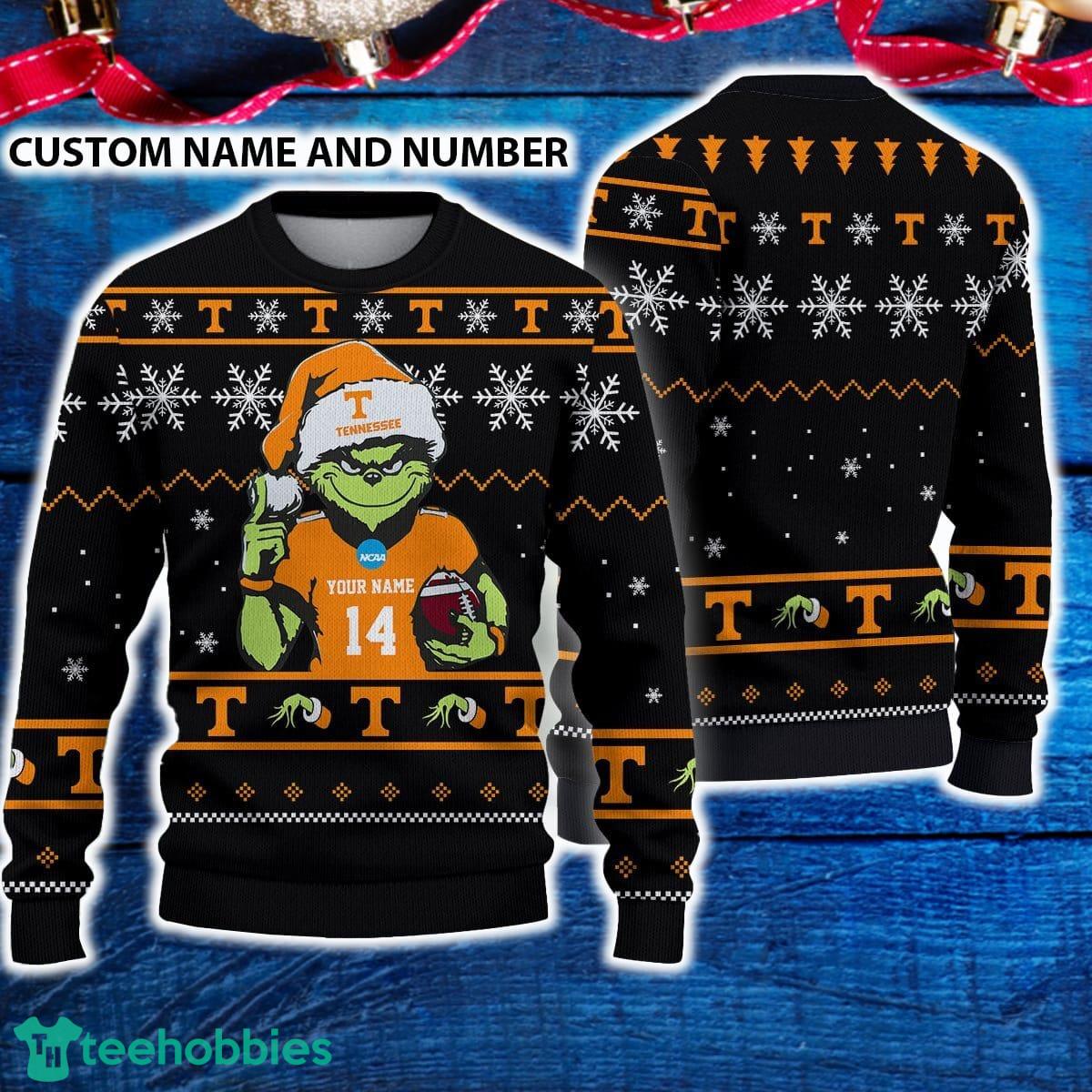 Tennessee Volunteers 3D Ugly Christmas Sweater Grinch Funny Custom Number And Name