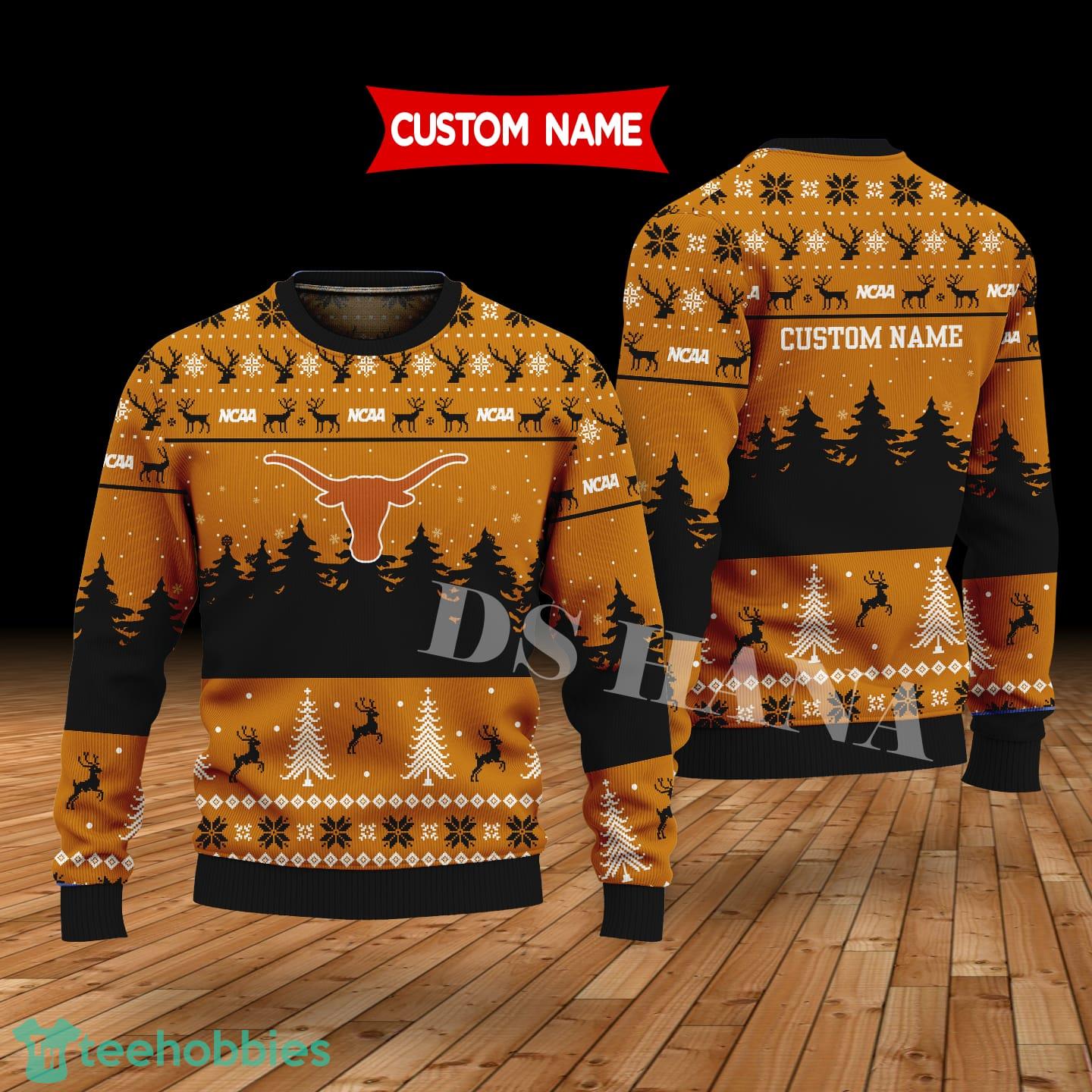 Texas Longhorns Custom Name Merry Xmas Sweater For Texas Longhorns Fans Sweater