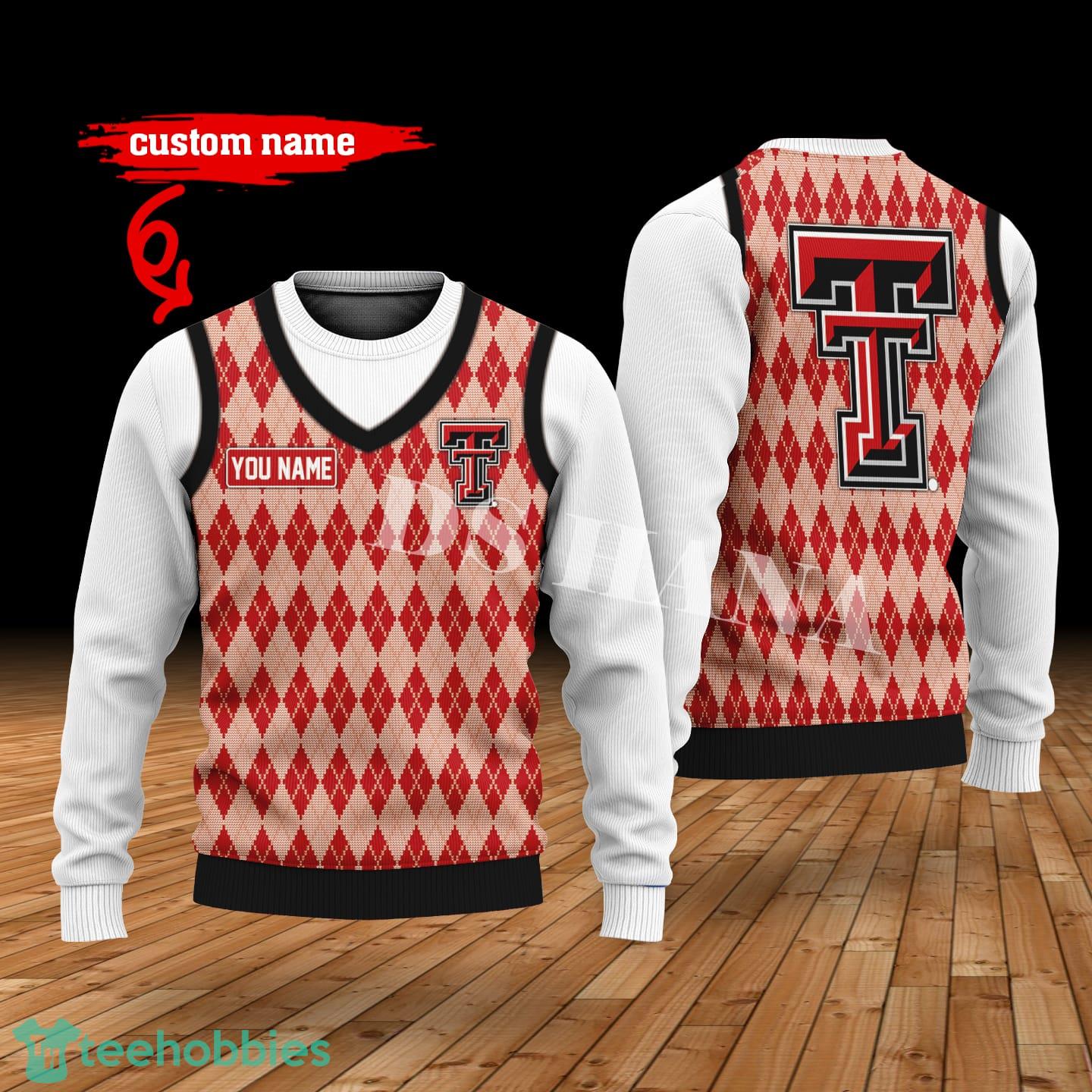 Texas Tech Red Raiders Custom Name New Style Sweater Ghile Style 3D Print Christmas Sweater