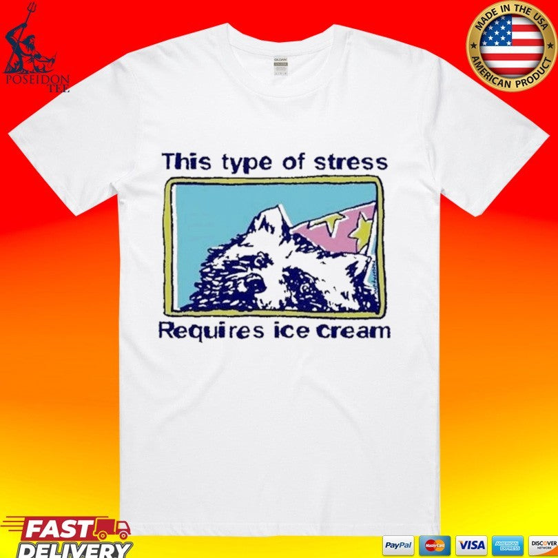 This Type Of Stress Requires Ice Cream Funny Racoon Meme Vintage T-shirt