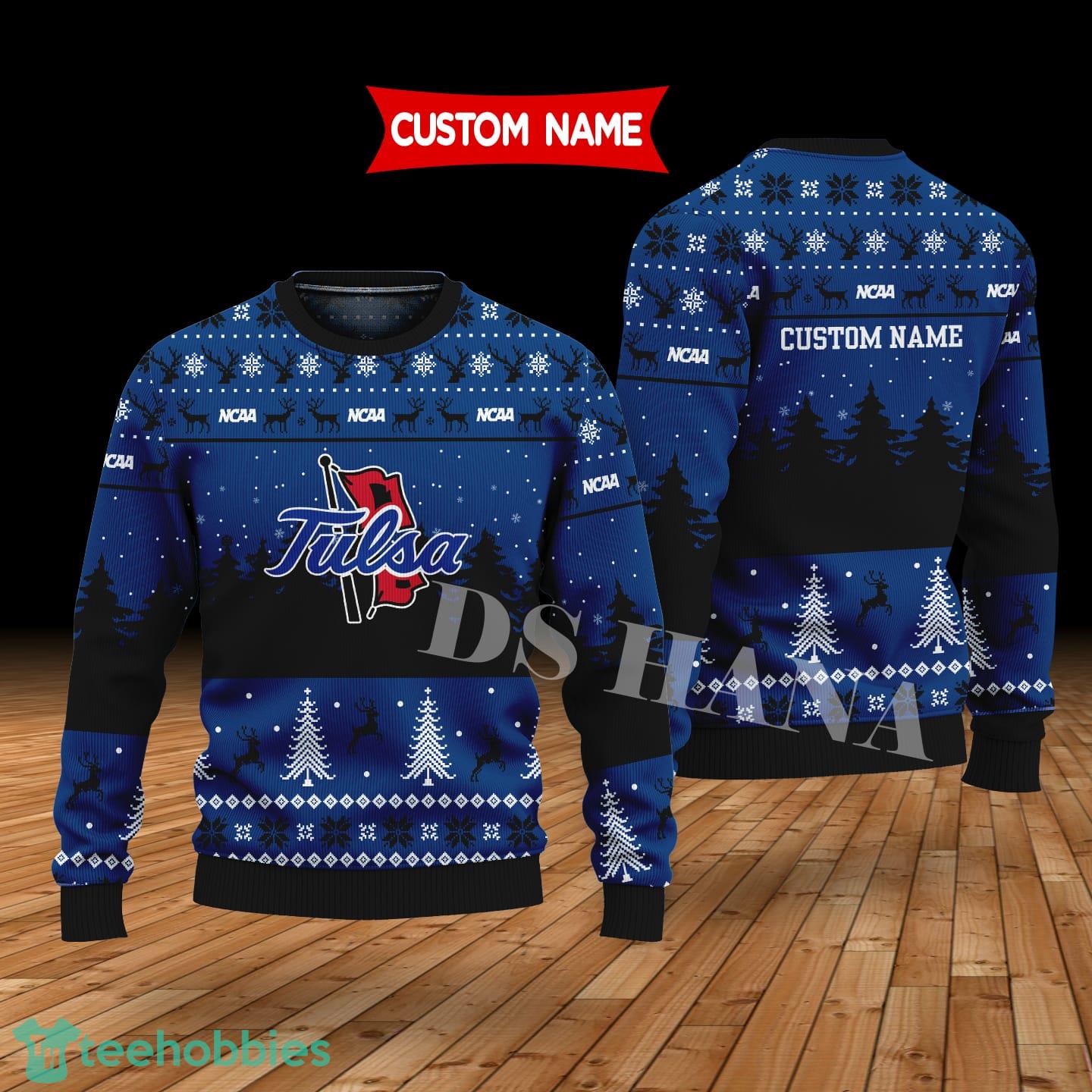 Tulsa Golden Hurricane Custom Name Merry Xmas Sweater For Tulsa Golden Hurricane Fans Sweater