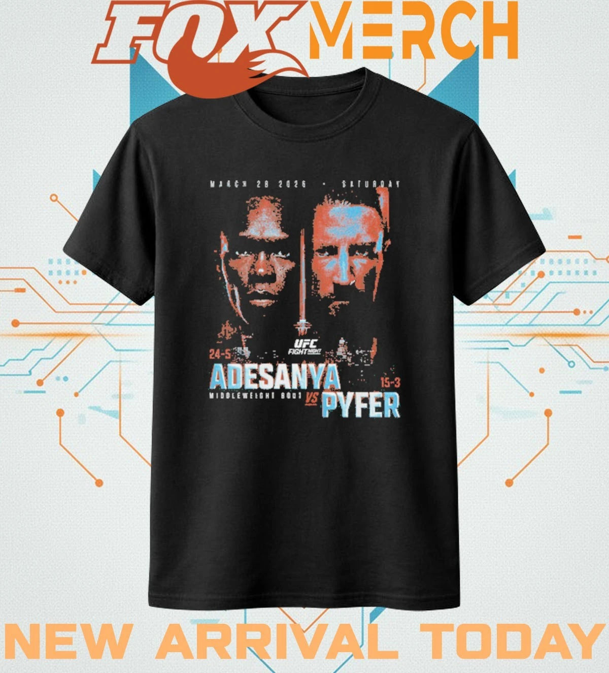 UFC Fight Night 2026 Adesanya Vs. Pyfer Match Up t-shirt