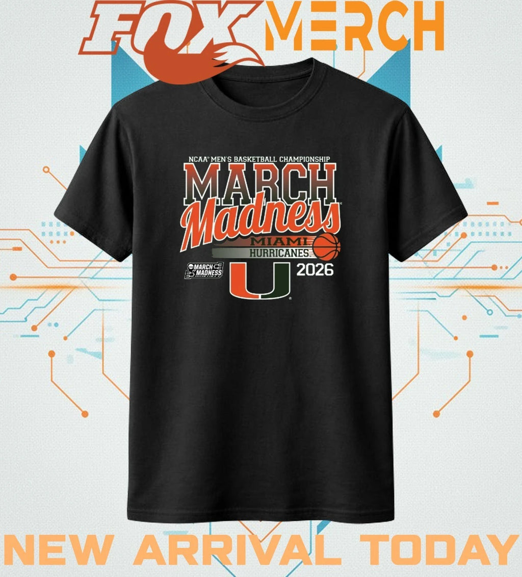 University of Miami Men’s Basketball 2026 March Madness Bound t-shirt