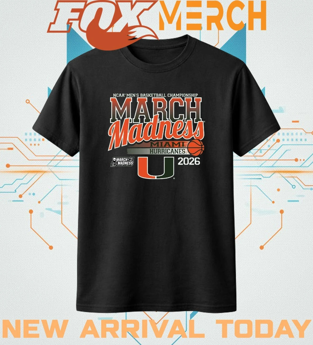 University of Miami Men’s Basketball 2026 March Madness Bound t-shirt