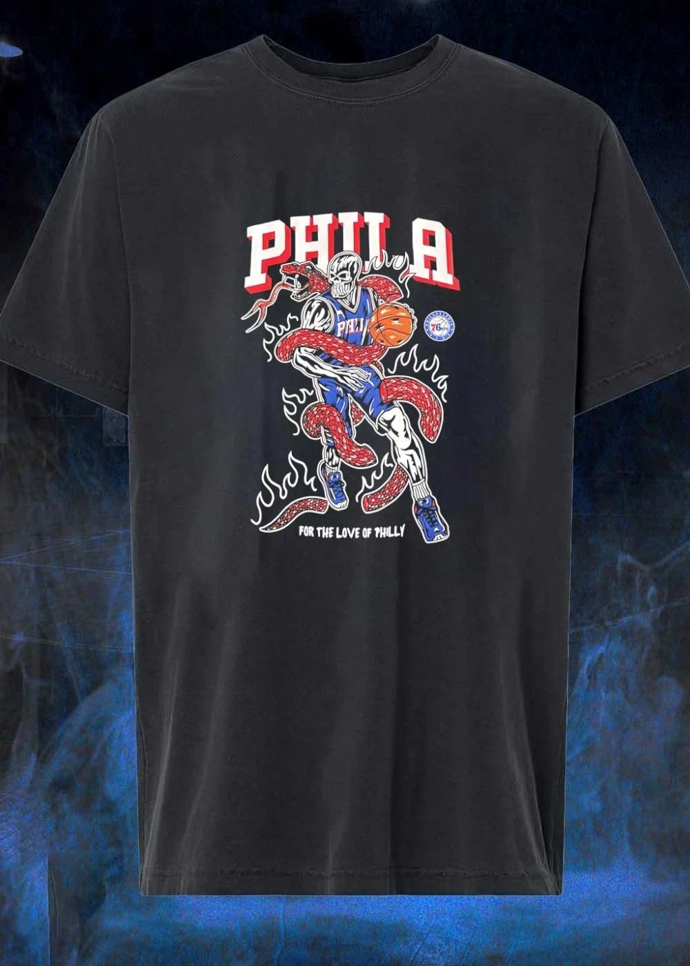 For the Love of Philly Skull Basketball Snake Philadelphia 76ers shirt