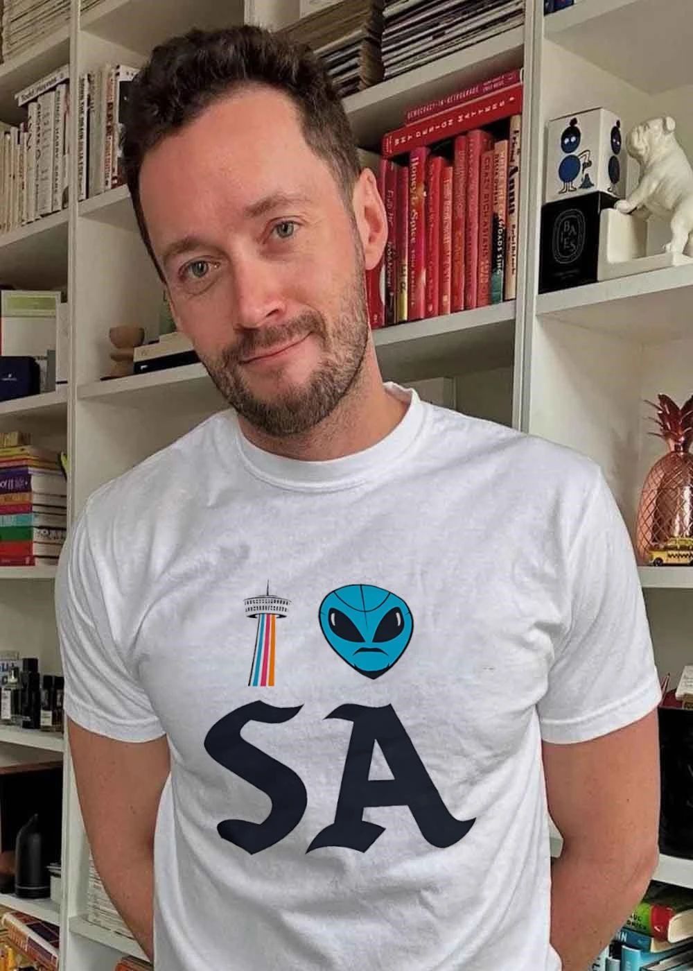 I Love SA San Antonio Tower Alien Head shirt