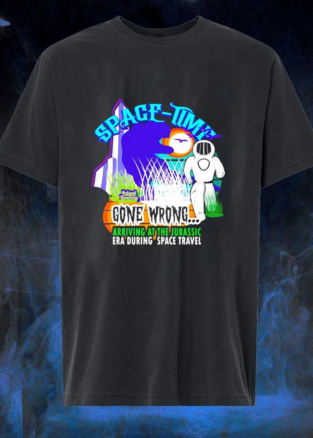Talgal Iroabtu Astronaut Running from Dinosaur Space Time Gone Wrong T-Shirt
