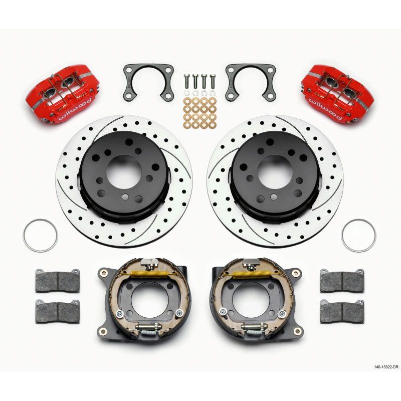 Wilwood Dynapro Lug Mount P/S Park Brake Kit Drilled Red Big Ford 2.36in Off Bronco 5 x 5.50