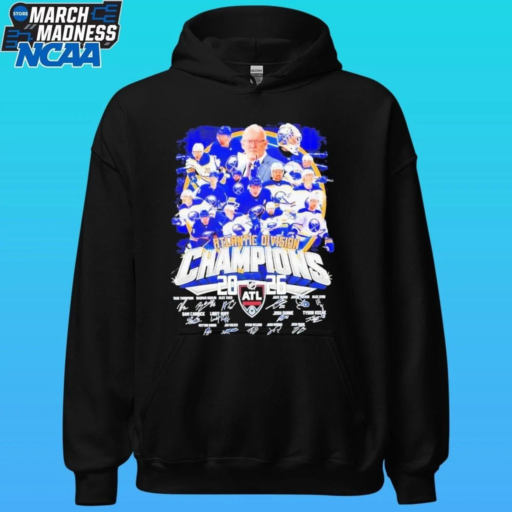 Buffalo Sabres Hockey Coach And Players Teams Atlantic Division Champions 2026 Signatures Shirt