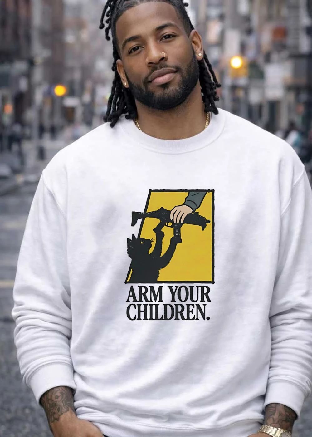 Arm Your Children Black Cat Holding A Gun shirt
