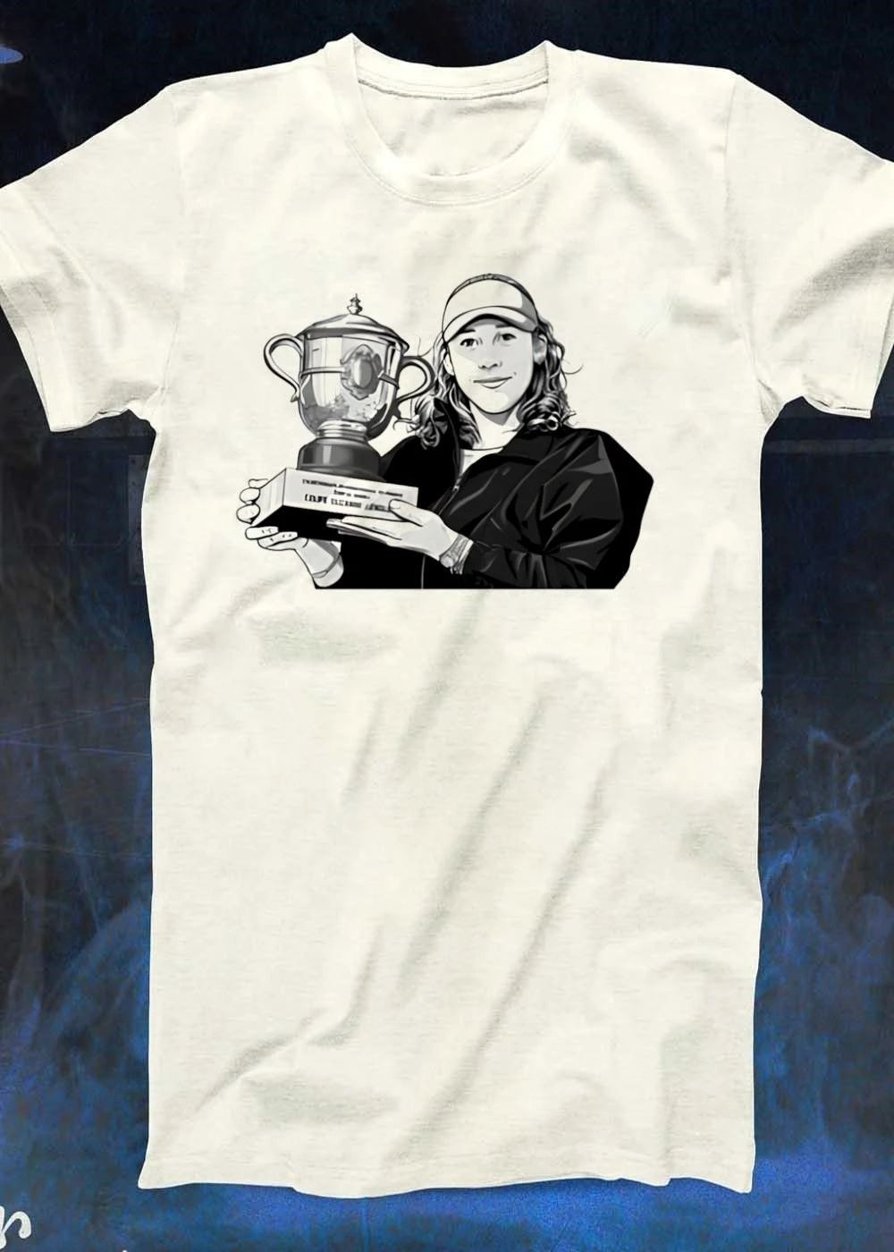 Justine Henin Holding French Open Coupe Suzanne Lenglen Trophy T-Shirt
