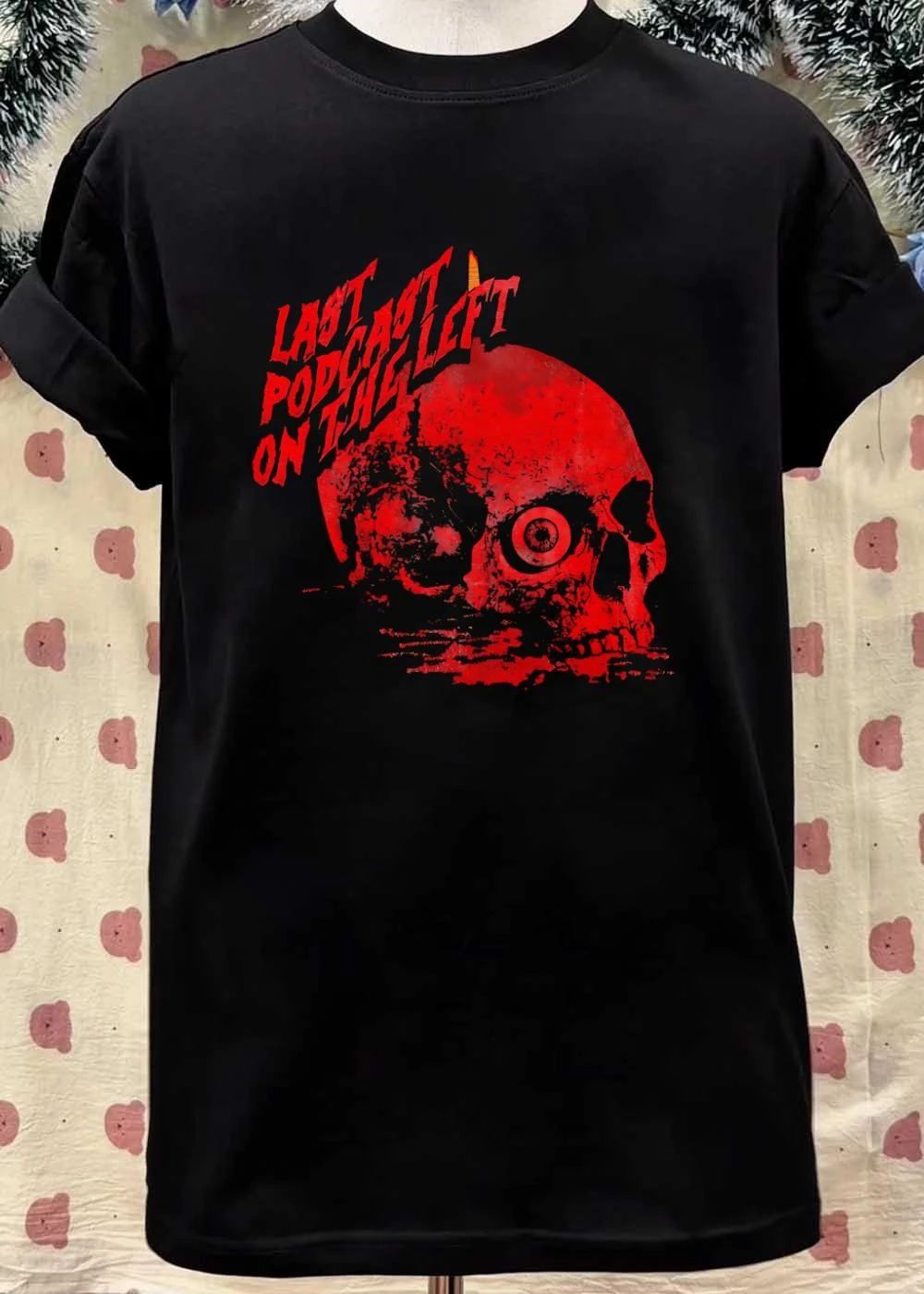 Wickid Drawings Last Podcast on the Left Skull Red Graphic T-Shirt
