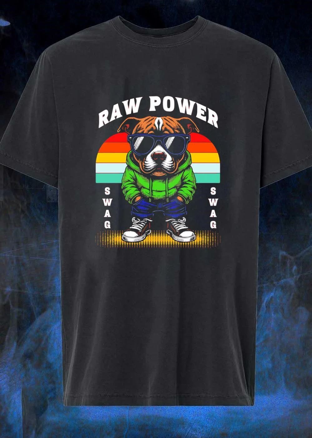 Raw Power Swag Pitbull Dog Wearing Sunglasses Hoodie shirt
