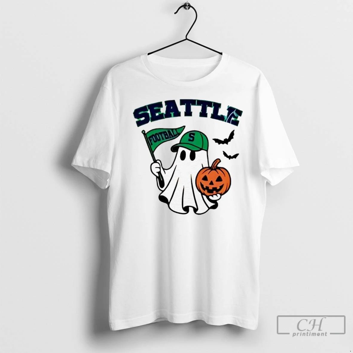 Premium Halloween Ghost Seattle Mariners Football Flag Pumpkin