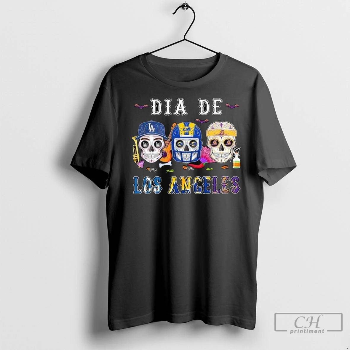 Premium Dia De Los Angeles City Sports Sugar Skull 2025 Long Sleve